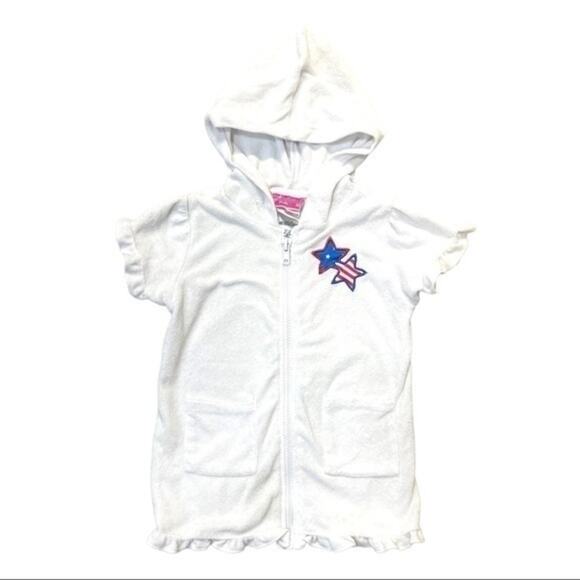 Terry Cloth Full Zip Hooded Swim Coverup Size 18 Months white - Picture 6 of 6